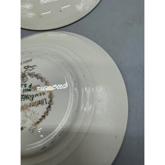 Jade Rose Crooksville Magnolia Green Trimmed Porcelain Bread Plates Set 2 READ - Picture 9 of 13